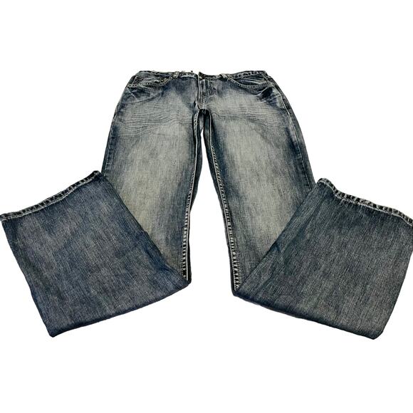 I.N.C. COPENHAGEN BOOT CUT HIGH-RISE JEANS, MENS, 32W-34L, DISTRESSED DENIM BLUE - Picture 6 of 12